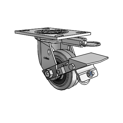 4 Series 1 1/2" Casters Top Plate Swivel Zinc with 4 x 1.5 Performa Rubber (Flat/Conductive) Wheel and Tread Lock Brake