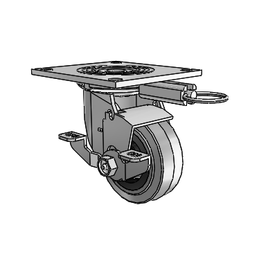 4 Series 1 1/2" Casters Top Plate Swivel Zinc with 4 x 1.5 Performa Rubber (Flat/Conductive) Wheel and Top Lock Brake
