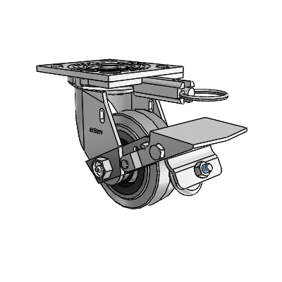 4 Series 1 1/2" Casters Top Plate Swivel Zinc with 4 x 1.5 Performa Rubber (Flat/Conductive) Wheel and Tread Lock Brake