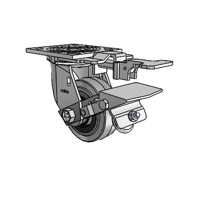 4 Series 1 1/2" Casters Top Plate Swivel Zinc with 4 x 1.5 Performa Rubber (Flat/Conductive) Wheel and Tread Lock Brake