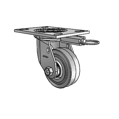4 Series 1 1/2" Casters Top Plate Swivel Zinc with 4 x 1.5 Performa Rubber (Flat/Grey) Wheel