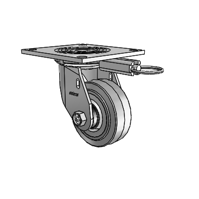 4 Series 1 1/2" Casters Top Plate Swivel Zinc with 4 x 1.5 Performa Rubber (Flat/Grey) Wheel