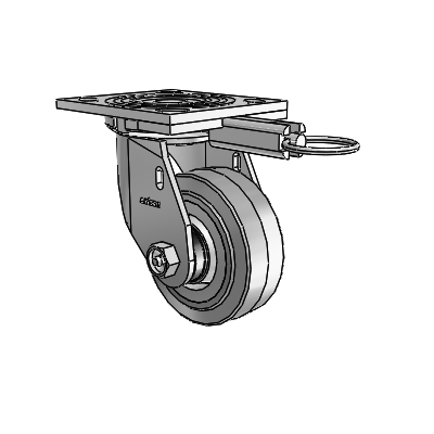 4 Series 1 1/2" Casters Top Plate Swivel Zinc with 4 x 1.5 Performa Rubber (Flat/Grey) Wheel