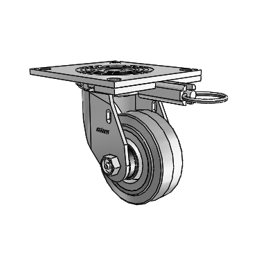 4 Series 1 1/2" Casters Top Plate Swivel Zinc with 4 x 1.5 Performa Rubber (Flat/Grey) Wheel