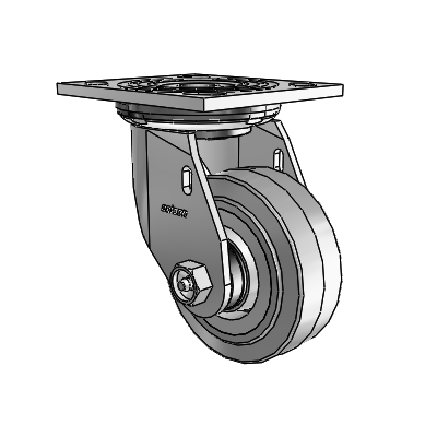 4 Series 1 1/2" Casters Top Plate Swivel Zinc with 4 x 1.5 Performa Rubber (Flat/Grey) Wheel