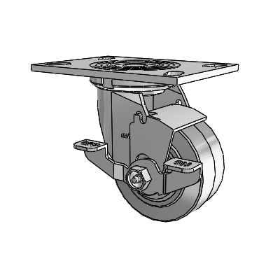 4 Series 2 Inch Wide Top Plate Swivel Caster with 4 x 2 Performa Rubber (Flat/Grey) Wheel and Top Lock Brake