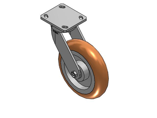 110 Series Kingpinless Top Plate Swivel Caster with 8 x 2 Green Tread on Aluminum Core PM - Round Polyurethane (Aluminum Core) Wheel