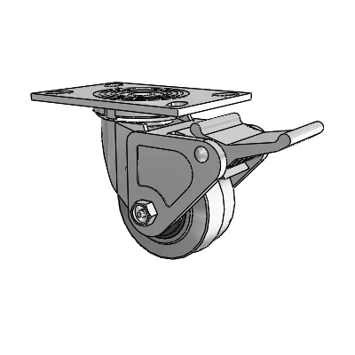 4 Series 2 Inch Wide Top Plate Swivel Caster Caster with 4 x 2 Performa Rubber (Flat/Conductive) Wheel and Tech Lock Brake