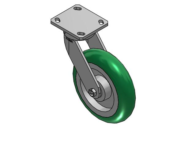 110 Series Kingpinless Top Plate Swivel Caster with 8 x 2 Green Tread on Aluminum Core PM - Round Polyurethane (Aluminum Core) Wheel