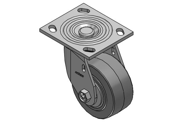 4 Series 2 Inch Wide Top Plate Swivel Caster Caster with 4 x 2 Performa Rubber (Flat/Grey) Wheel