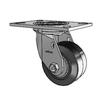 4 Series 2 Inch Wide Top Plate Swivel Caster Caster with 4 x 2 Performa Rubber (Flat/Black) Wheel