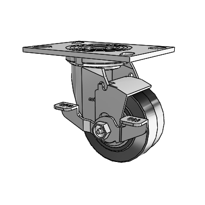 4 Series 2 Inch Wide Top Plate Swivel Caster Caster with 4 x 2 Performa Rubber (Flat/Black) Wheel and Top Lock Brake