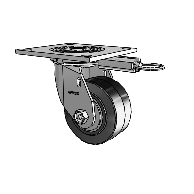 4 Series 2 Inch Wide Top Plate Swivel Caster Caster with 4 x 2 Performa Rubber (Flat/Black) Wheel