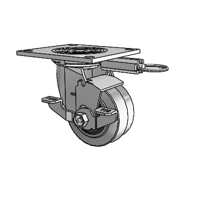 4 Series 2 Inch Wide Top Plate Swivel Caster Caster with 4 x 2 Performa Rubber (Flat/Conductive) Wheel and Top Lock Brake