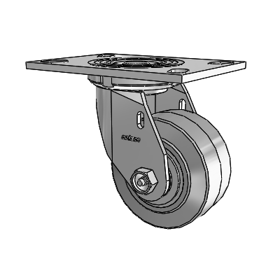 4 Series 2 Inch Wide Top Plate Swivel Caster Caster with 4 x 2 Performa Rubber (Flat/Grey) Wheel