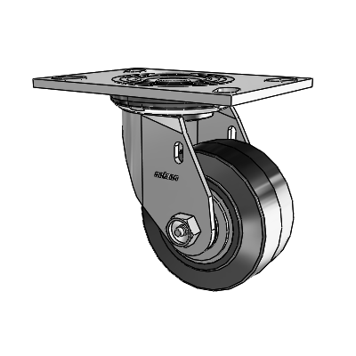 4 Series 2 Inch Wide Top Plate Swivel Caster Caster with 4 x 2 Performa Rubber (Flat/Black) Wheel