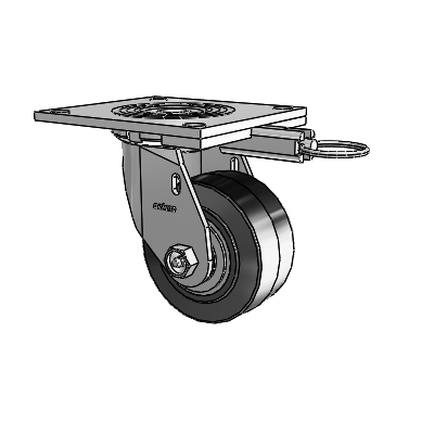 4 Series 2 Inch Wide Top Plate Swivel Caster Caster with 4 x 2 Performa Rubber (Flat/Black) Wheel