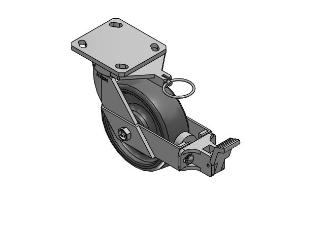 110 Series Kingpinless Top Plate Swivel Caster with 6 x 2 Grey Elastomer SE - Solid Elastomer Wheel and Face Brake