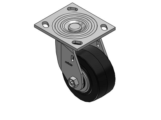 4 Series 2 Inch Wide Top Plate Swivel Caster Caster with 4 x 2 Performa Rubber (Flat/Black) Wheel