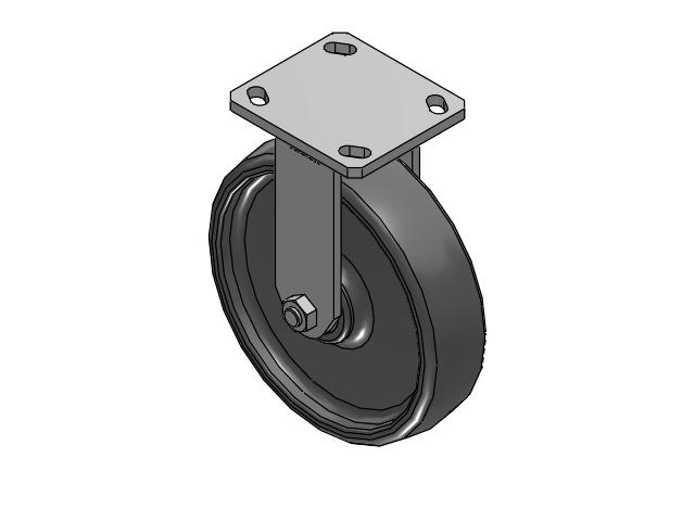 110 Series Kingpinless Top Plate Rigid Caster with 8 x 2 Grey Elastomer SE - Solid Elastomer Wheel
