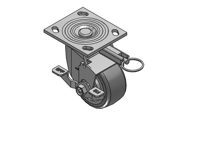 4 Series 2 Inch Wide Top Plate Swivel Caster Caster with 4 x 2 Trans-forma (Flat) Wheel and Top Lock Brake