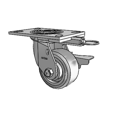 4 Series 2 Inch Wide Top Plate Swivel Caster Caster with 4 x 2 Trans-forma (Flat) Wheel and Side Lock Brake