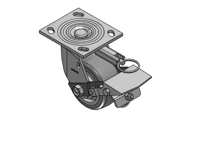 4 Series 2 Inch Wide Top Plate Swivel Caster Caster with 4 x 2 Trans-forma (Flat) Wheel and Tread Lock Brake