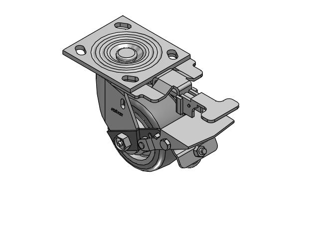 4 Series 2 Inch Wide Top Plate Swivel Caster Caster with 4 x 2 Trans-forma (Flat) Wheel and Tread Lock Brake