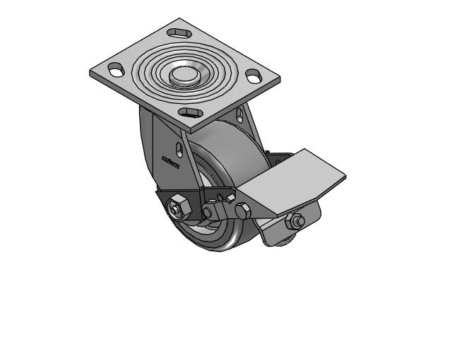 4 Series 2 Inch Wide Top Plate Swivel Caster Caster with 4 x 2 Trans-forma (Flat) Wheel and Tread Lock Brake