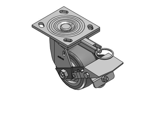4 Series 2 Inch Wide Top Plate Swivel Caster Caster with 4 x 2 Trans-forma (Flat) Wheel and Tread Lock Brake