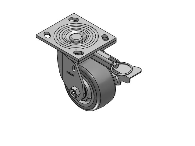 4 Series 2 Inch Wide Top Plate Swivel Caster Caster with 4 x 2 Trans-forma (Flat) Wheel and Side Lock Brake