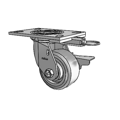 4 Series 2 Inch Wide Top Plate Swivel Caster Caster with 4 x 2 Trans-forma (Flat) Wheel and Side Lock Brake