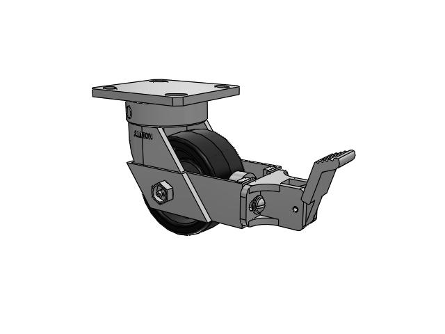 110 Series Kingpinless Top Plate Swivel Caster with 4 x 2 Black Phenolic Resin TM - Phenolic Wheel and Face Brake