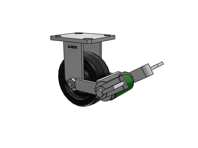 110 Series Kingpinless Top Plate Rigid Caster with 5 x 2 Black Phenolic Resin TM - Phenolic Wheel and Poly Cam Brake