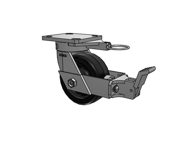 110 Series Kingpinless Top Plate Swivel Caster with 5 x 2 Black Phenolic Resin TM - Phenolic Wheel and Face Brake