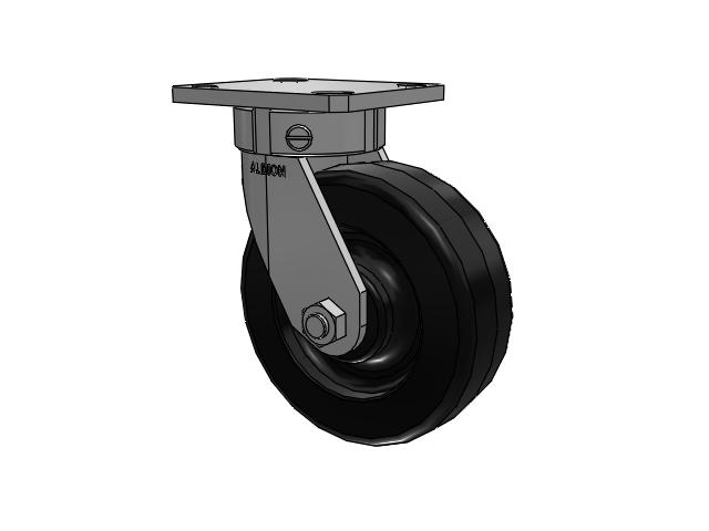 110 Series Kingpinless Top Plate Swivel Caster with 6 x 2 Black Phenolic Resin TM - Phenolic Wheel