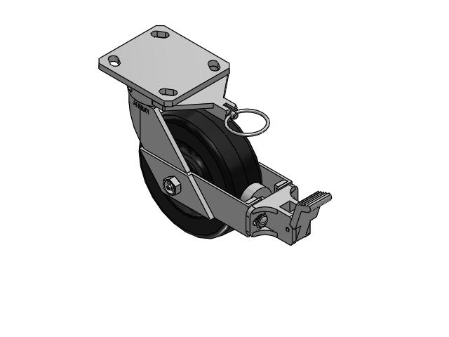 110 Series Kingpinless Top Plate Swivel Caster with 6 x 2 Black Phenolic Resin TM - Phenolic Wheel and Face Brake
