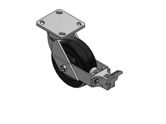 110 Series Kingpinless Top Plate Swivel Caster with 6 x 2 Black Phenolic Resin TM - Phenolic Wheel and Face Brake