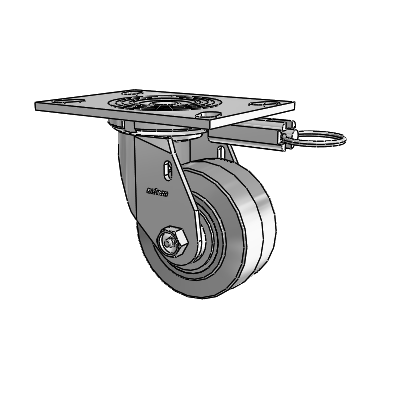 4 Series 2 Inch Wide Top Plate Swivel Caster Caster with 4 x 2 Performa Rubber (Flat/Grey) Wheel