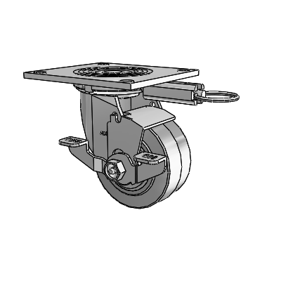 4 Series 2 Inch Wide Top Plate Swivel Caster Caster with 4 x 2 Performa Rubber (Flat/Grey) Wheel and Top Lock Brake