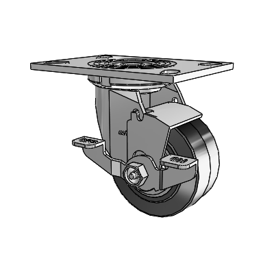 4 Series 2 Inch Wide Top Plate Swivel Caster Caster with 4 x 2 Performa Rubber (Flat/Black) Wheel and Top Lock Brake