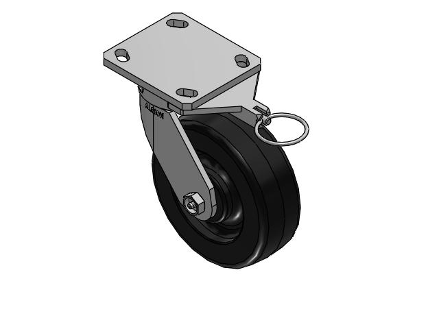 110 Series Kingpinless Top Plate Swivel Caster with 6 x 2 Black Phenolic Resin TM - Phenolic Wheel