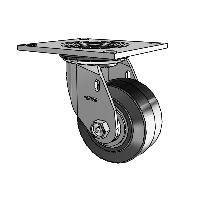 4 Series 2 Inch Wide Top Plate Swivel Caster Caster with 4 x 2 Performa Rubber (Flat/Black) Wheel