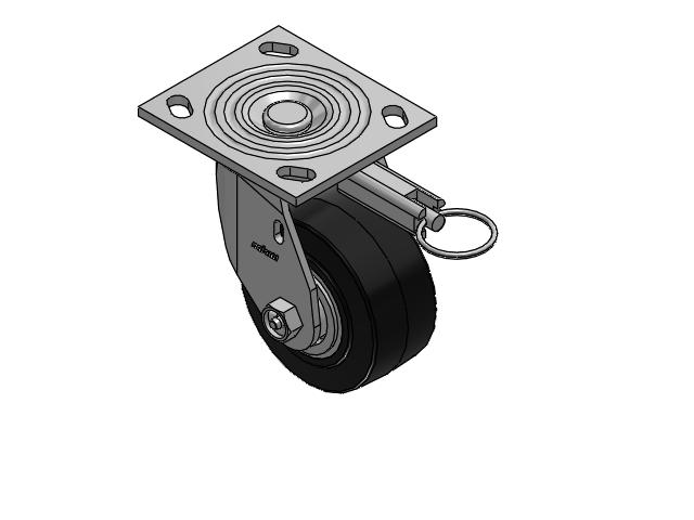 4 Series 2 Inch Wide Top Plate Swivel Caster Caster with 4 x 2 Performa Rubber (Flat/Black) Wheel