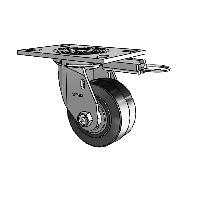 4 Series 2 Inch Wide Top Plate Swivel Caster Caster with 4 x 2 Performa Rubber (Flat/Black) Wheel