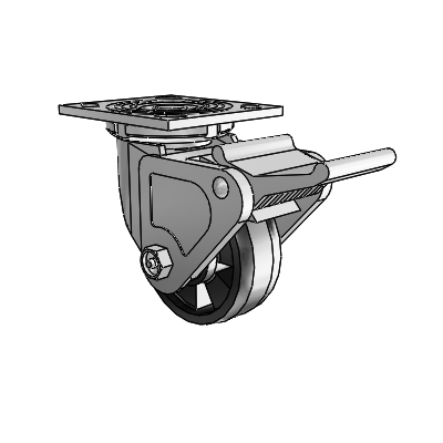 4 Series 1 1/2" Casters Top Plate Swivel Zinc with 4 x 1.5 Maxim Wheel and Tech Lock Brake