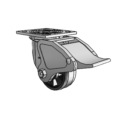4 Series 1 1/2" Casters Top Plate Swivel Zinc with 4 x 1.5 Maxim Wheel and Total Lock Brake