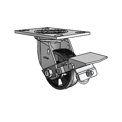 4 Series 1 1/2" Casters Top Plate Swivel Zinc with 4 x 1.5 Maxim Wheel and Tread Lock Brake