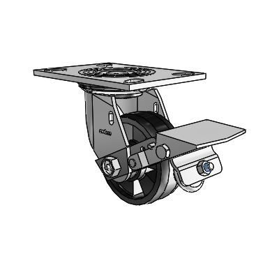 4 Series 1 1/2" Casters Top Plate Swivel Zinc with 4 x 1.5 Maxim Wheel and Tread Lock Brake
