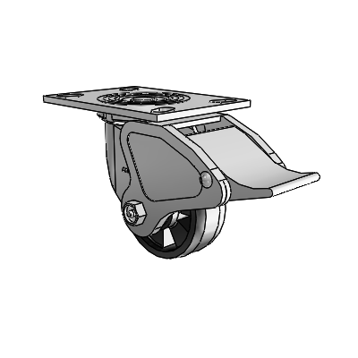 4 Series 1 1/2" Casters Top Plate Swivel Zinc with 4 x 1.5 Maxim Wheel and Total Lock Brake